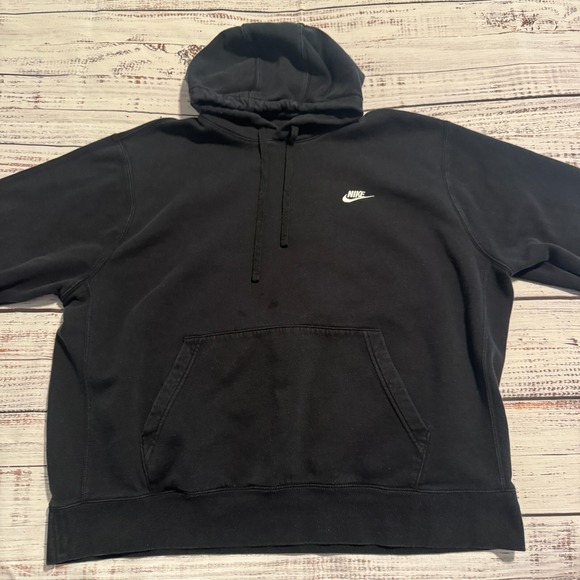 Nike Hoodie Swoosh Logo Pullover Hooded Sweatshirt Black Men's Size 2XL - Picture 6 of 15